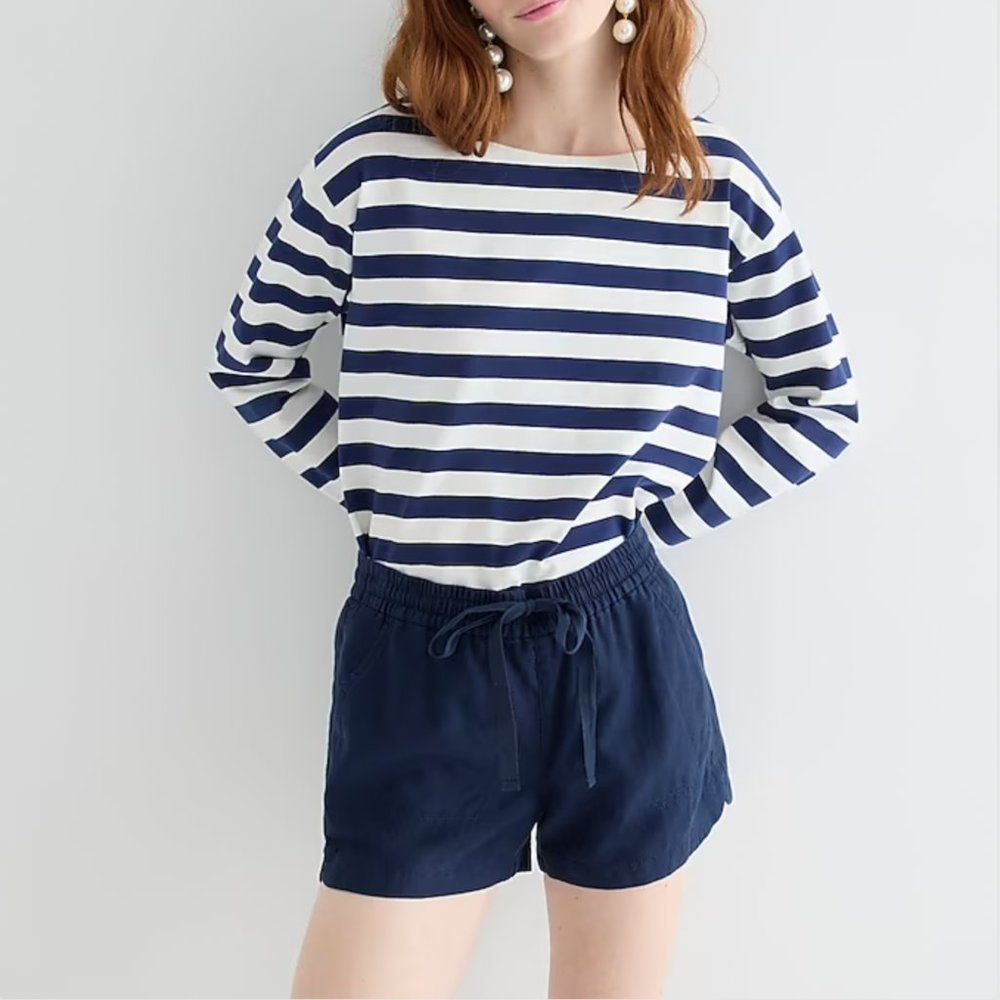 Navy J. Crew NWT Seaside Short in Linen Blend